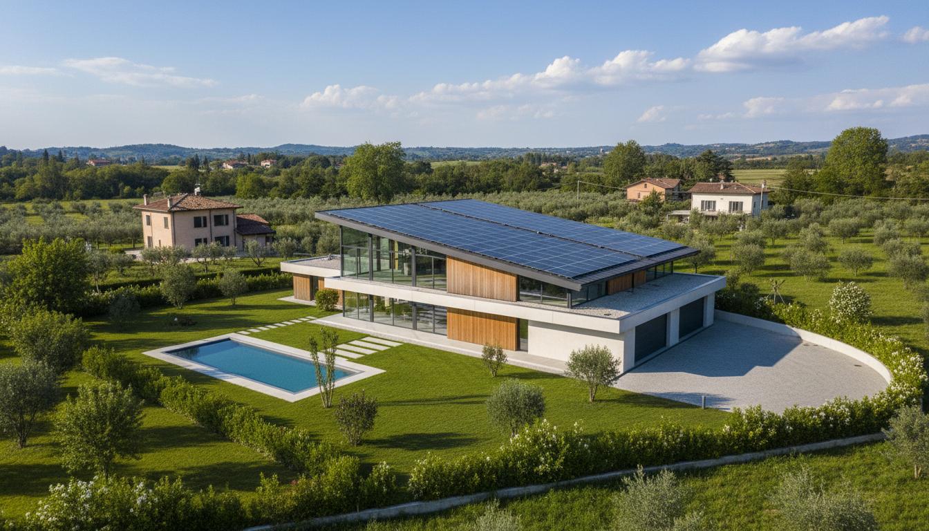 Casa moderna con pannelli fotovoltaici in Friuli Venezia Giulia